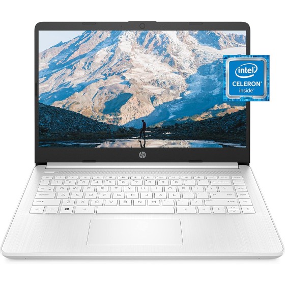 HP 14 Laptop, Intel Celeron N4020, 4 GB RAM, 64 GB Storage, 14-inch Micro-edge HD Display, Windows 11 Home, Thin & Portable, 4K Graphics, One Year of Microsoft 365 (14-dq0040nr, Snowflake White)